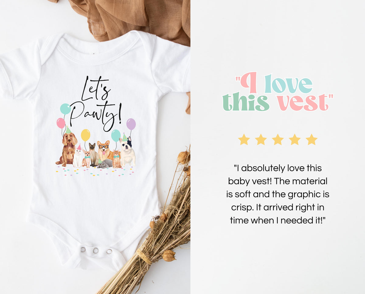 Dog And Cat First Birthday Onesie® Vest